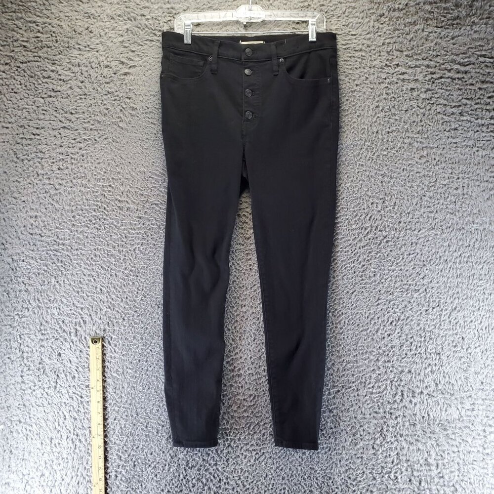 Madewell Jeans Womens 30 Black 9" Mid-Rise Skinny Cotton Blend Button Fly